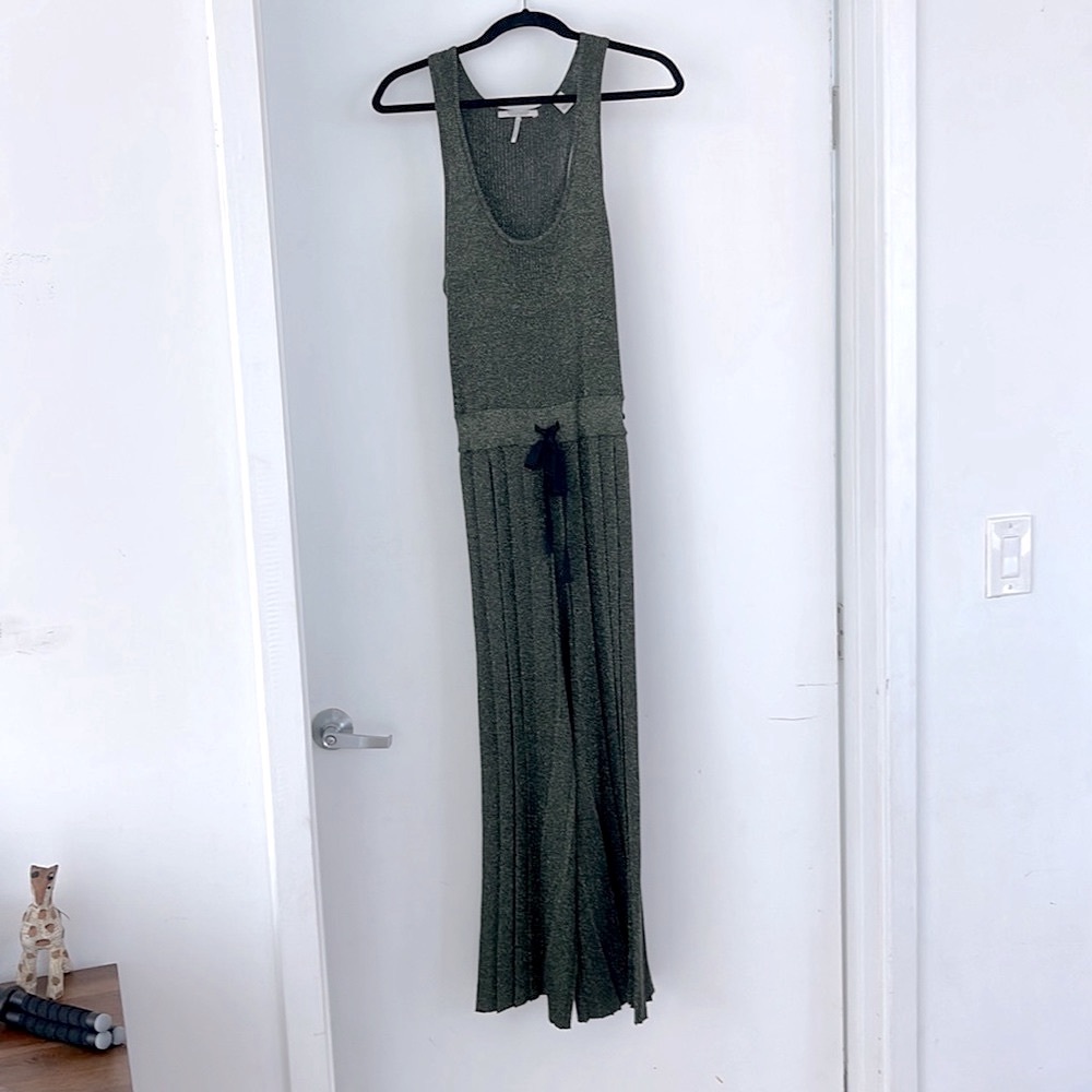 Scotch and Soda Journee au Sun glitter green pleated long jumper. New! Sz Lg